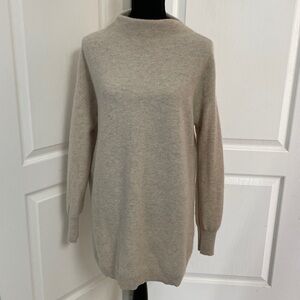 Nordstrom pure cashmere tunic funnel neck sweater oatmeal M soft
